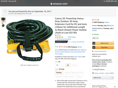 Camco power cord
